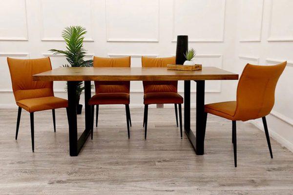 Solace 1.8 Dining Table with Elegant Tan Chairs