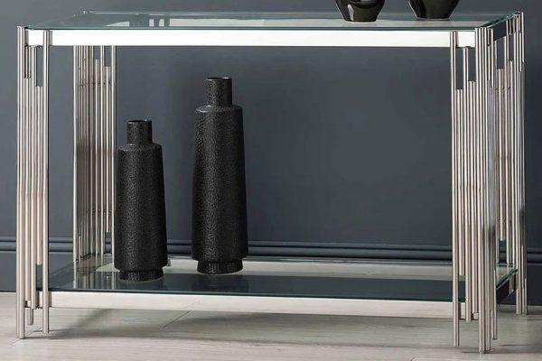 Mellbour Stainless Steel and Glass Dressing Console Table