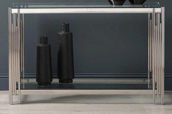 Mellbour Stainless Steel and Glass Dressing Console Table