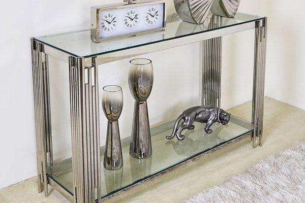 Mellbour Stainless Steel and Glass Dressing Console Table