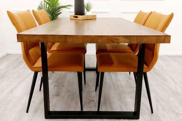Solace 1.8 Dining Table with Elegant Tan Chairs