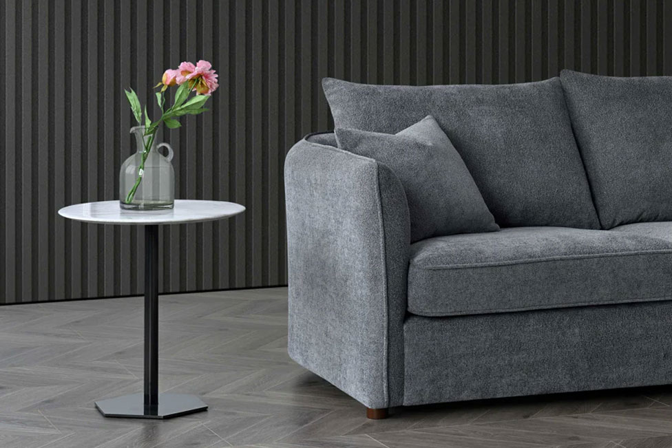 The Mellbour Ashford Corner Chaise in Charcoal Boucle - Image 2