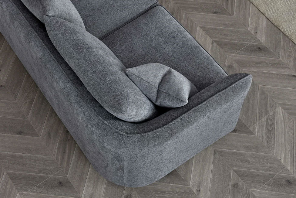 The Mellbour Ashford Corner Chaise in Charcoal Boucle - Image 3