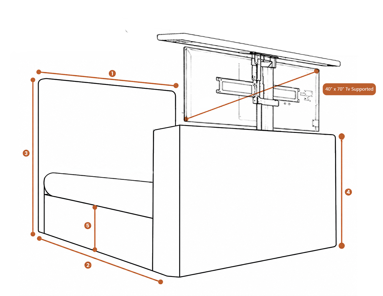 Designer Dreamor TV Bed Dimensions
